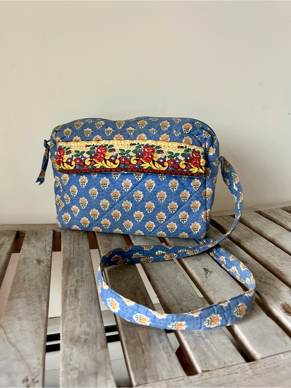 Pierre Deux Quilted Crossbody Bag Blue Floral French Country Vintage - Picture 8 of 15